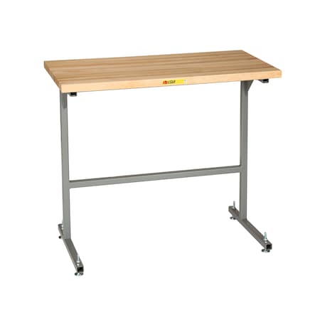 LITTLE GIANT Stand Up Workstation, Butcher Block Top, 24" x 36" Top, Leg Levellers WT1S2436LL